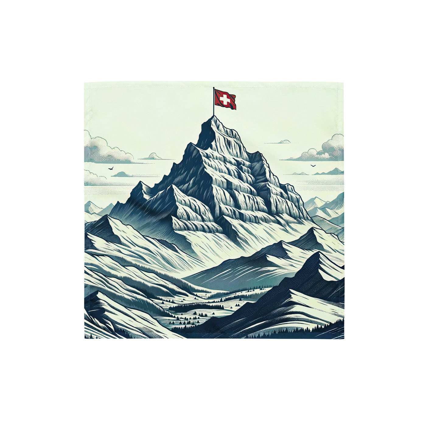 Ausgedehnte Bergkette mit dominierendem Gipfel und wehender Schweizer Flagge - Bandana (All-Over Print) berge xxx yyy zzz S