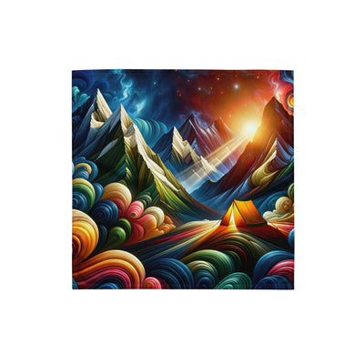 Abstrakte Bergwelt in lebendigen Farben mit Zelt - Bandana (All-Over Print) camping xxx yyy zzz S