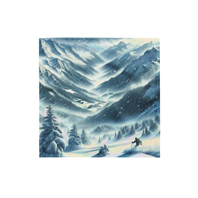 Alpine Wildnis im Wintersturm mit Skifahrer, verschneite Landschaft - Bandana (All-Over Print) klettern ski xxx yyy zzz S