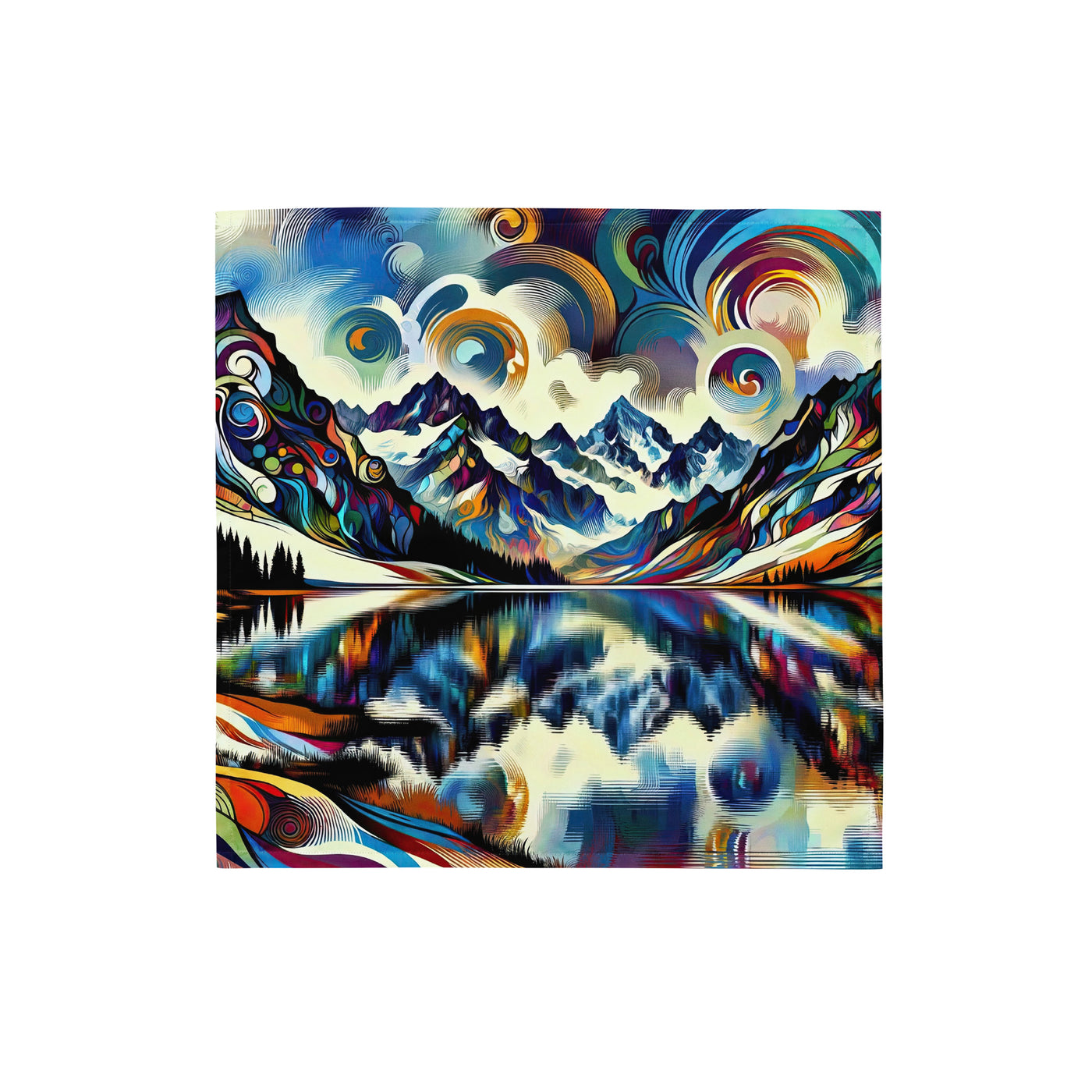 Alpensee im Zentrum eines abstrakt-expressionistischen Alpen-Kunstwerks - Bandana (All-Over Print) berge xxx yyy zzz S