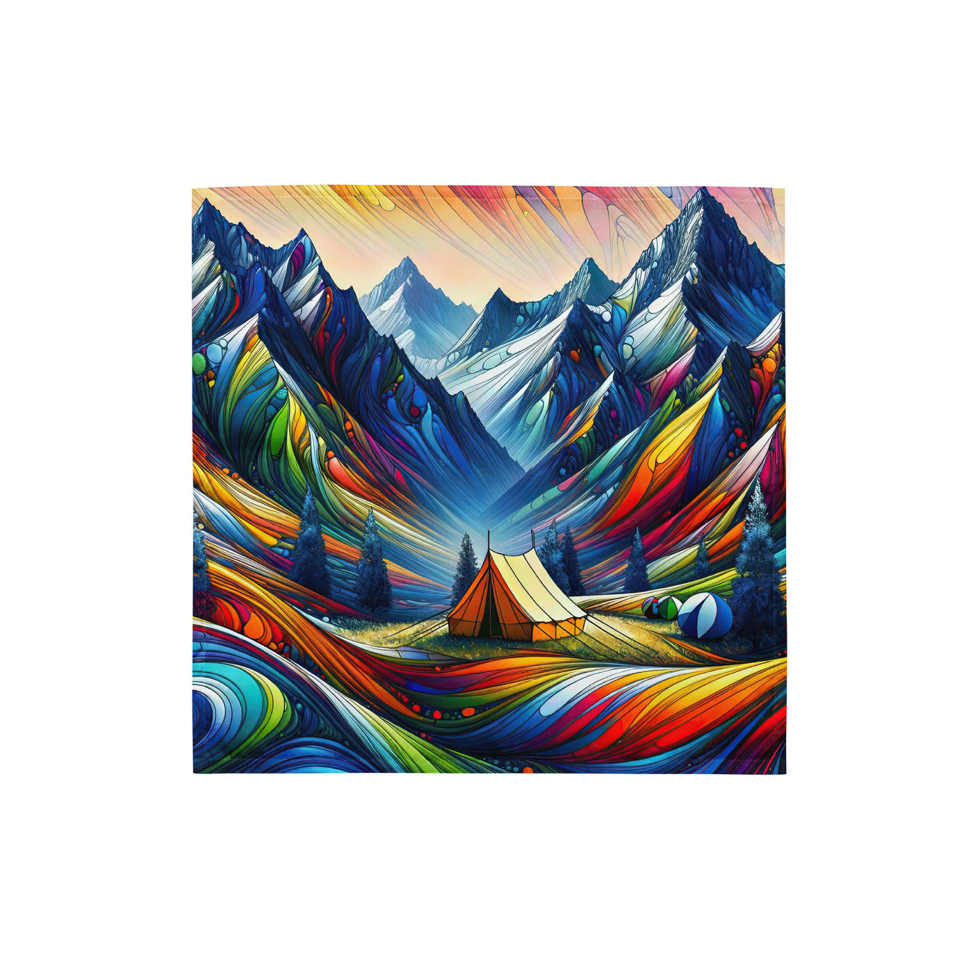 Surreale Alpen in abstrakten Farben, dynamische Formen der Landschaft - Bandana (All-Over Print) camping xxx yyy zzz S