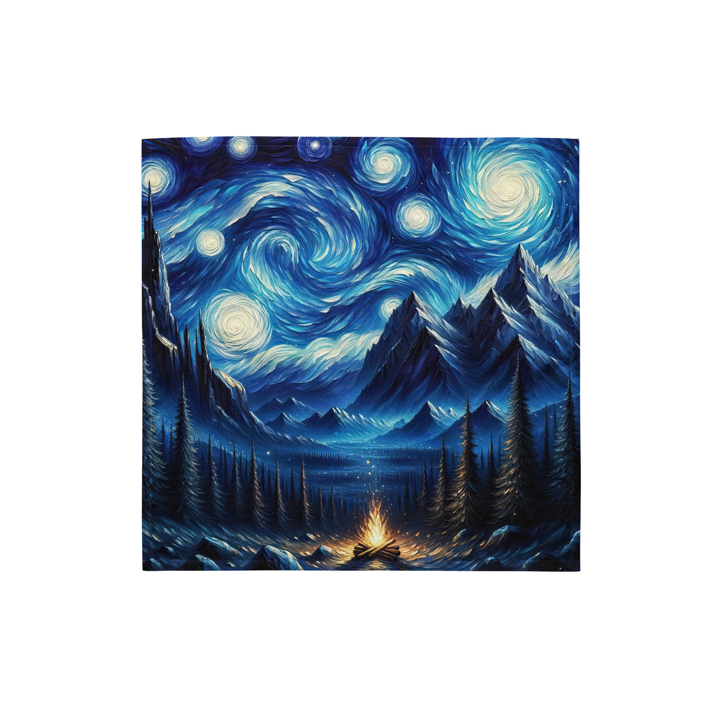 Sternennacht-Stil Ölgemälde der Alpen, himmlische Wirbelmuster - Bandana (All-Over Print) berge xxx yyy zzz S