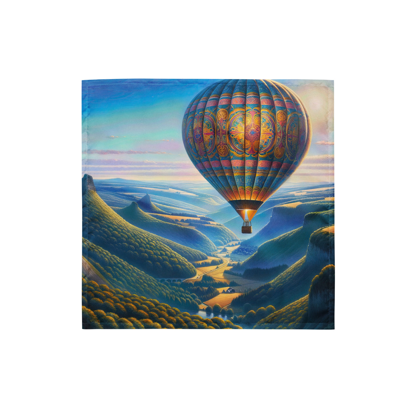 Ölgemälde einer ruhigen Szene mit verziertem Heißluftballon - Bandana (All-Over Print) berge xxx yyy zzz S