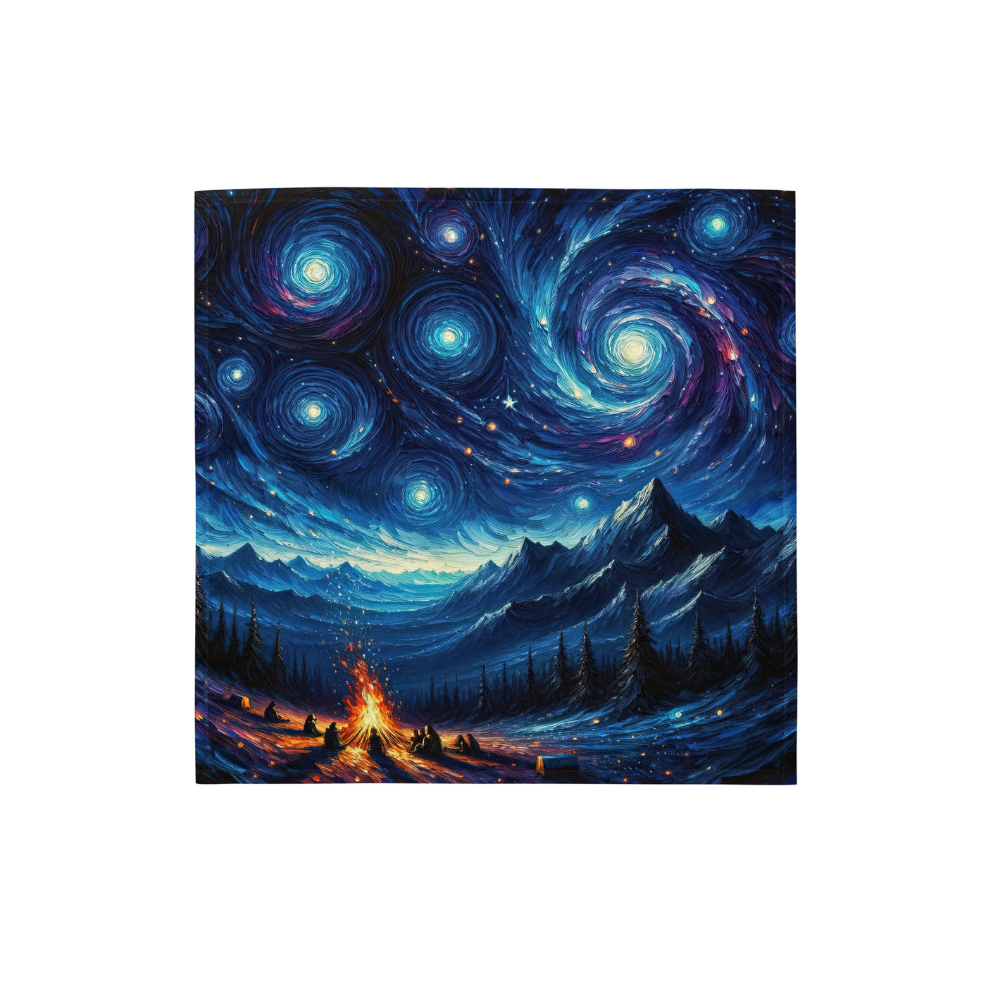 Sternennacht über den Alpen inspiriertes Ölgemälde, mystischer Nachthimmel in Blau - Bandana (All-Over Print) camping xxx yyy zzz S