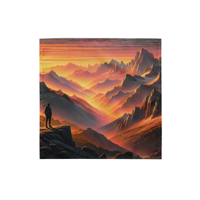 Ölgemälde der Alpen in der goldenen Stunde mit Wanderer, Orange-Rosa Bergpanorama - Bandana (All-Over Print) wandern xxx yyy zzz S