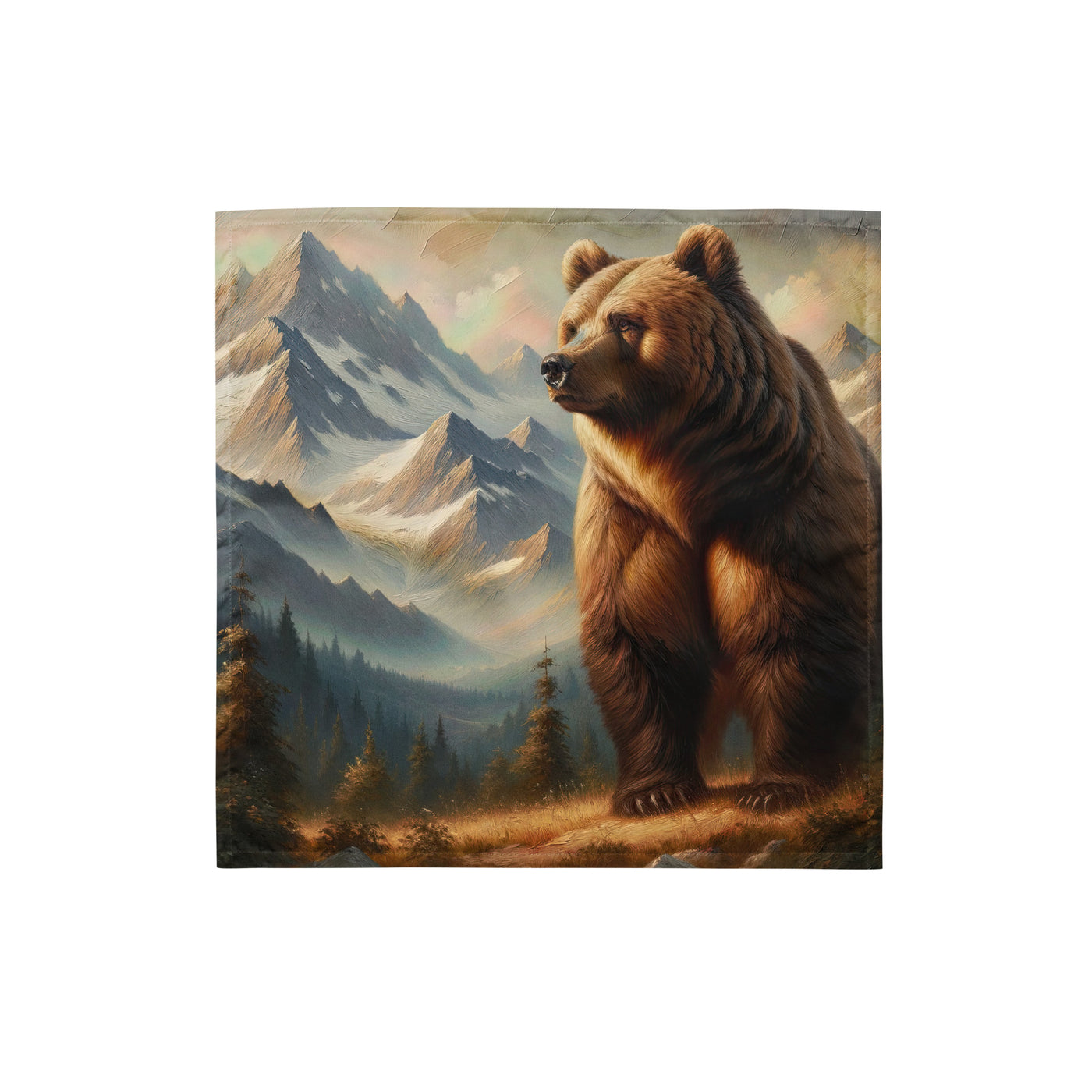 Ölgemälde eines königlichen Bären vor der majestätischen Alpenkulisse - Bandana (All-Over Print) camping xxx yyy zzz S