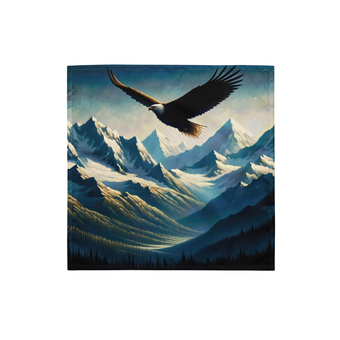 Ölgemälde eines Adlers vor schneebedeckten Bergsilhouetten - Bandana (All-Over Print) berge xxx yyy zzz S