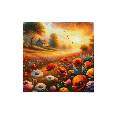 Ölgemälde eines Blumenfeldes im Sonnenuntergang, leuchtende Farbpalette - Bandana (All-Over Print) camping xxx yyy zzz S