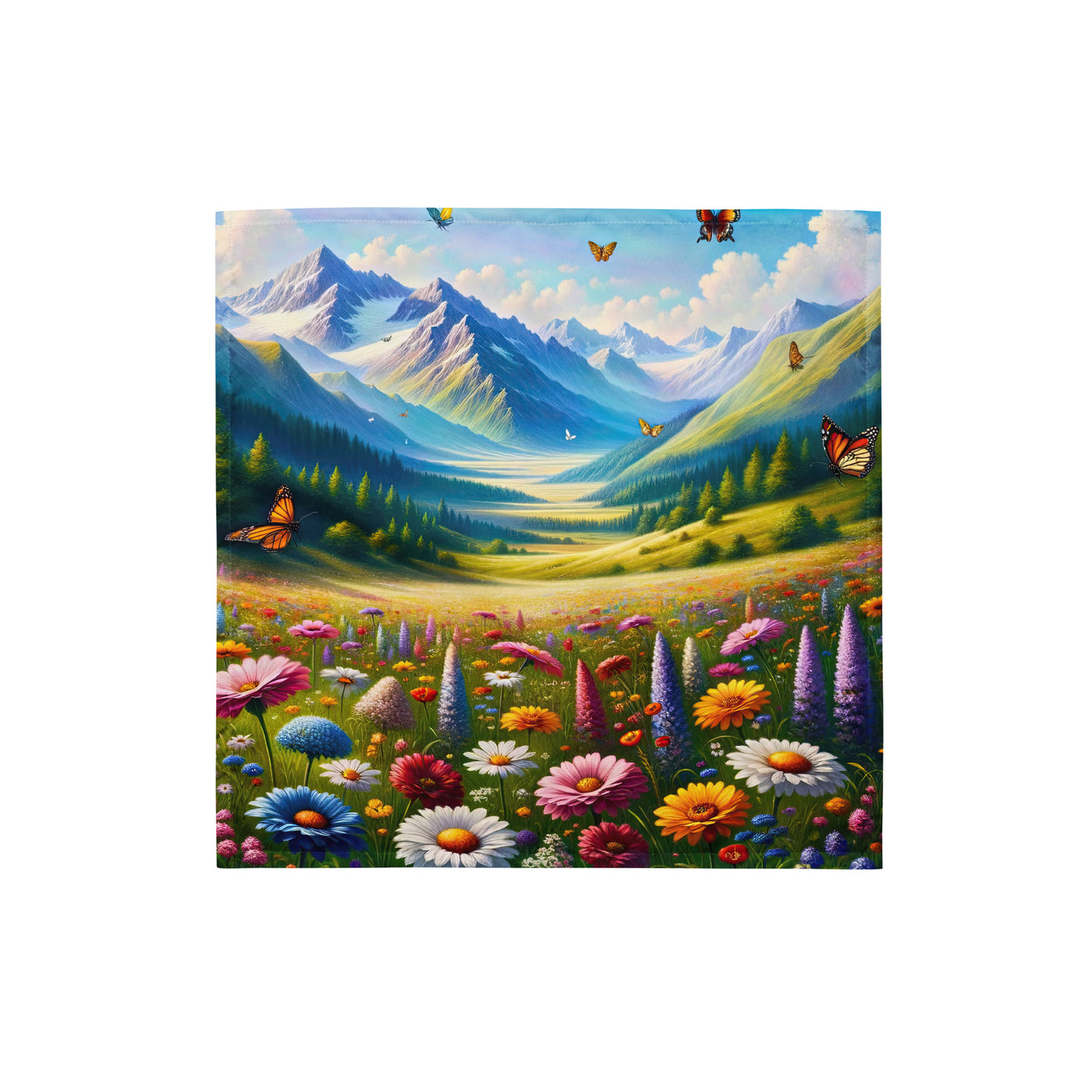 Ölgemälde einer ruhigen Almwiese, Oase mit bunter Wildblumenpracht - Bandana (All-Over Print) camping xxx yyy zzz S