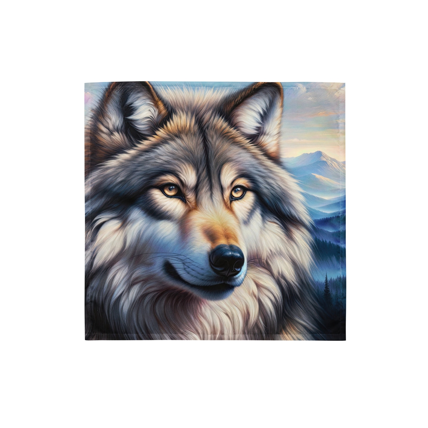 Ölgemäldeporträt eines majestätischen Wolfes mit intensiven Augen in der Berglandschaft (AN) - Bandana (All-Over Print) xxx yyy zzz S