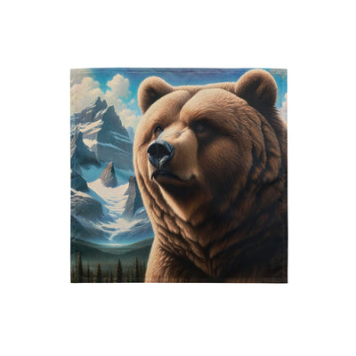 Realistisches Ölgemälde eines männlichen Bären in den Bergen mit Fokus auf Stärke und Schärfe - Bandana (All-Over Print) camping xxx yyy zzz S