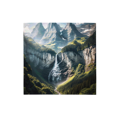 Foto der sommerlichen Alpen mit üppigen Gipfeln und Wasserfall - Bandana (All-Over Print) berge xxx yyy zzz S