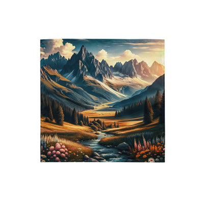 Quadratisches Kunstwerk der Alpen, majestätische Berge unter goldener Sonne - Bandana (All-Over Print) berge xxx yyy zzz S