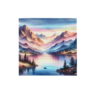 Aquarell einer Dämmerung in den Alpen, Boot auf einem See in Pastell-Licht - Bandana (All-Over Print) berge xxx yyy zzz S
