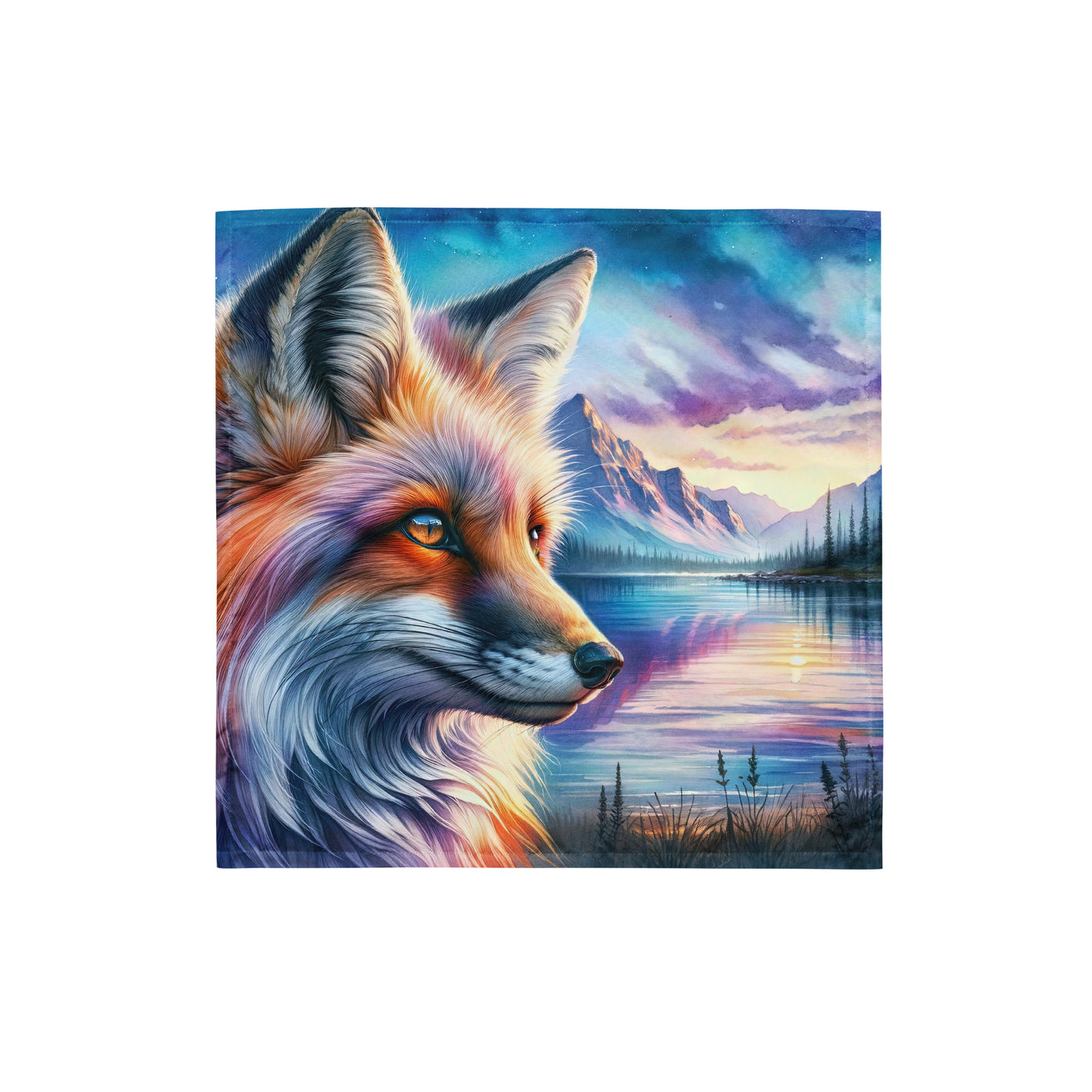 Aquarellporträt eines Fuchses im Dämmerlicht am Bergsee - Bandana (All-Over Print) camping xxx yyy zzz S
