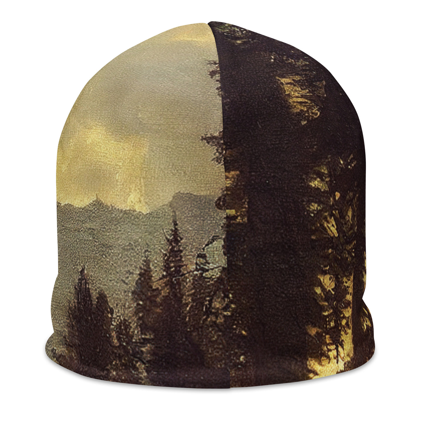 Landschaft mit Bergen, Fluss und Bäumen - Malerei - Beanie (All-Over Print) berge xxx