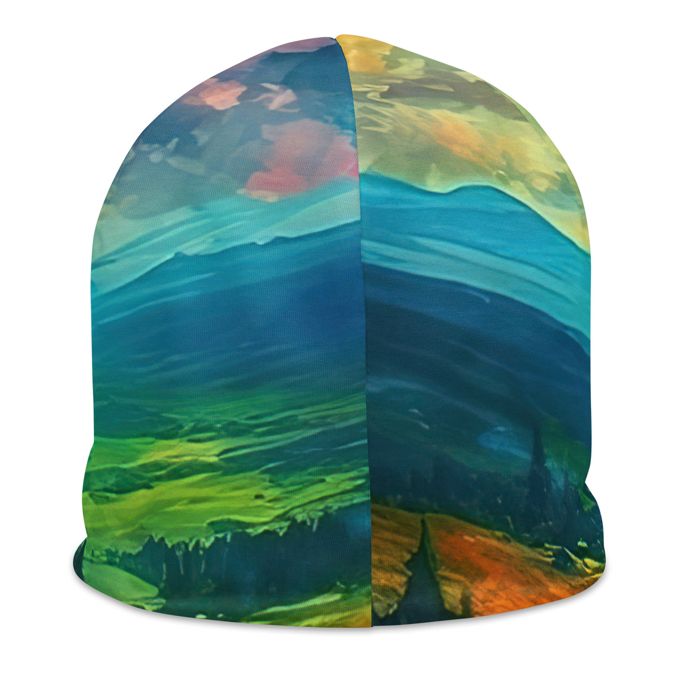 Berglandschaft und schöne farbige Blumen - Malerei - Beanie (All-Over Print) berge xxx