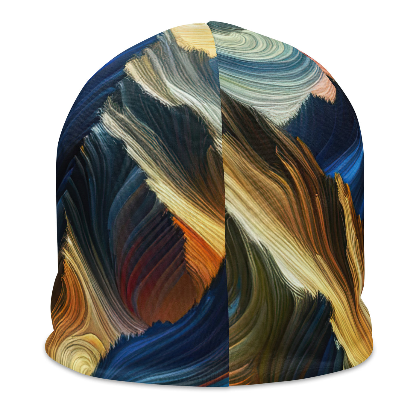 Abstraktes Kunstgemälde der Alpen mit wirbelnden, lebendigen Farben und dynamischen Mustern. Wanderer Silhouette - Beanie (All-Over Print) wandern xxx yyy zzz