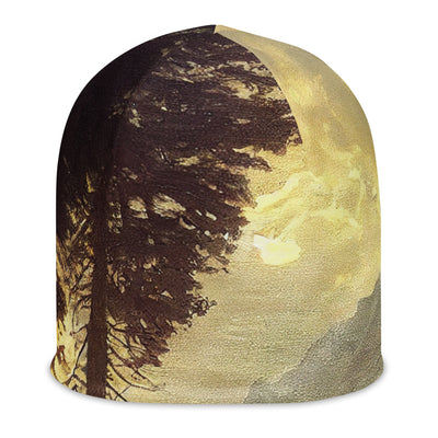 Landschaft mit Bergen, Fluss und Bäumen - Malerei - Beanie (All-Over Print) berge xxx