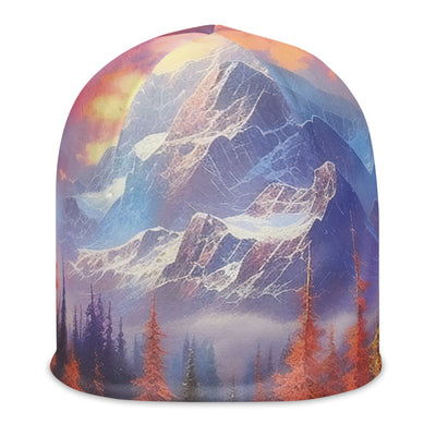 Landschaftsmalerei - Berge, Bäume, Bergsee und Herbstfarben - Beanie (All-Over Print) berge xxx L