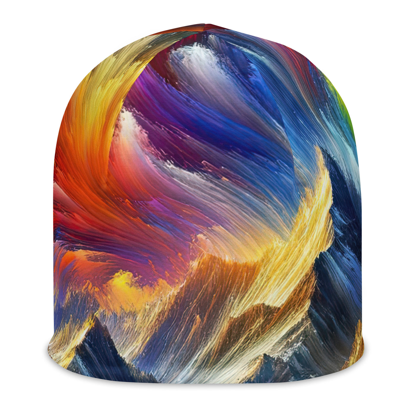 Alpen im Farbsturm mit erleuchtetem Wanderer - Abstrakt - Beanie (All-Over Print) wandern xxx yyy zzz