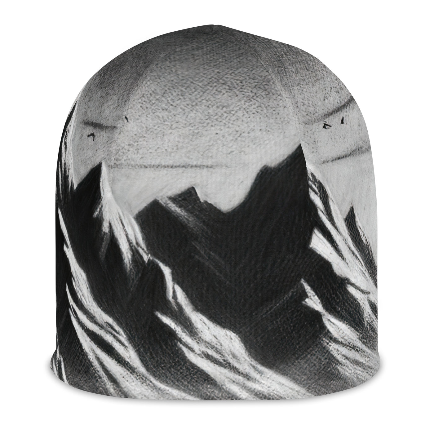 Kohlezeichnung, die die stille Stille der Alpen in der Winterdämmerung verkörpert. Wolf auf einem Berghügel (AN) - Beanie (All-Over Print) xxx yyy zzz L