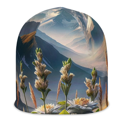 Alpine Flora: Digitales Kunstwerk mit lebendigen Blumen - Beanie (All-Over Print) berge xxx yyy zzz