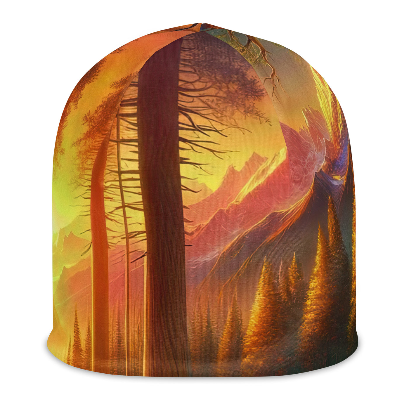 Golden-Stunde Alpenwald, Sonnenlicht durch Blätterdach - Beanie (All-Over Print) camping xxx yyy zzz L