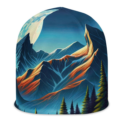 Ruhiger Herbstabend in den Alpen, grün-rote Berge - Beanie (All-Over Print) berge xxx yyy zzz L
