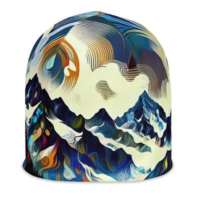 Alpensee im Zentrum eines abstrakt-expressionistischen Alpen-Kunstwerks - Beanie (All-Over Print) berge xxx yyy zzz