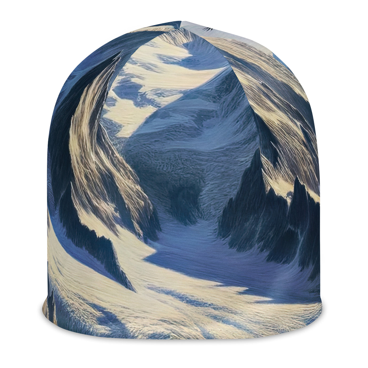Ölgemälde der Alpen mit hervorgehobenen zerklüfteten Geländen im Licht und Schatten - Beanie (All-Over Print) berge xxx yyy zzz L