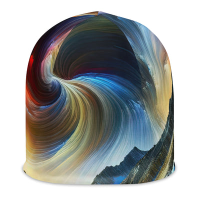 Foto der Alpen in abstrakten Farben mit Bergsteigersilhouette - Beanie (All-Over Print) wandern xxx yyy zzz