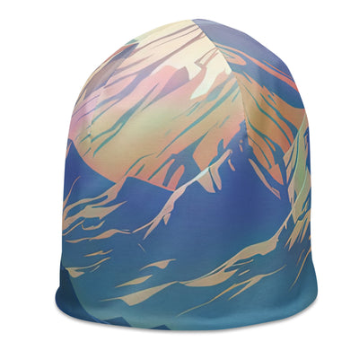 Berge. Fluss und Blumen - Malerei - Beanie (All-Over Print) berge xxx