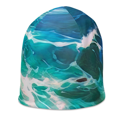 Berge, Blumen, Fluss und Steine - Malerei - Beanie (All-Over Print) camping xxx