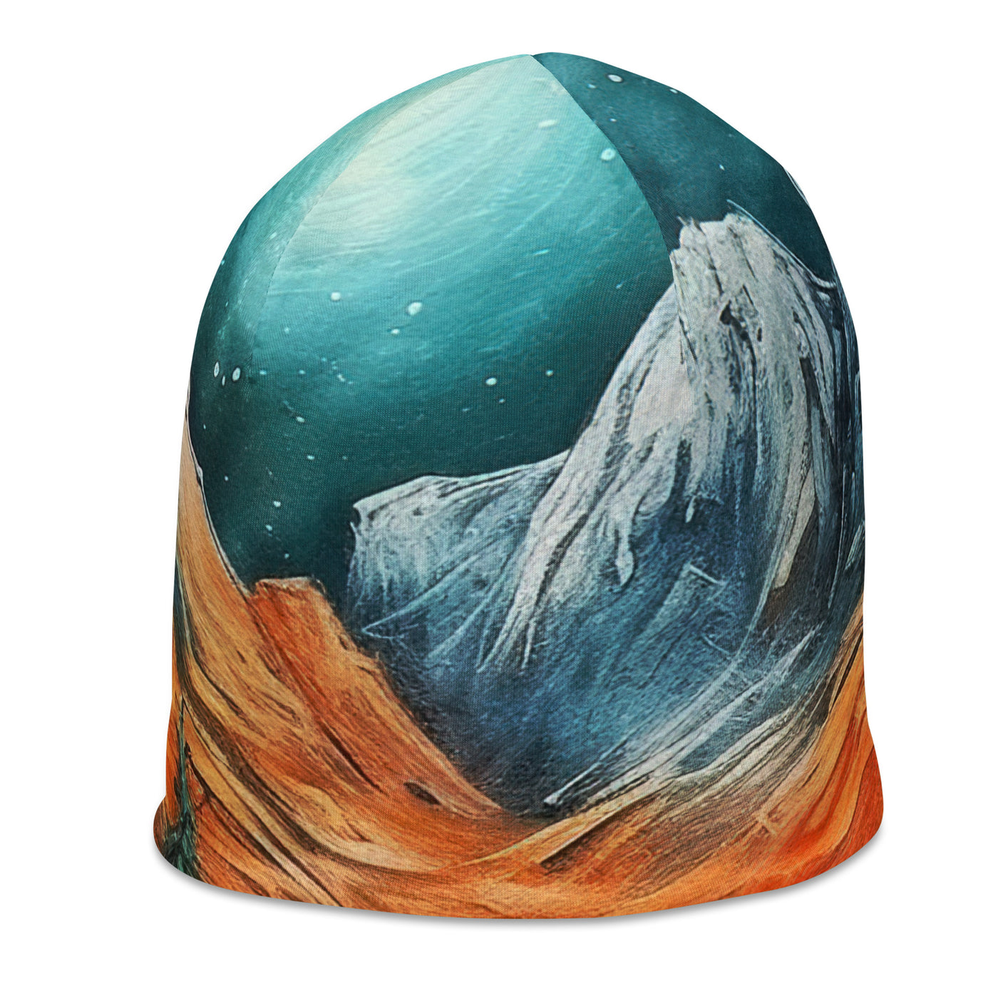 Berglandschaft und Zelte - Nachtstimmung - Landschaftsmalerei - Beanie (All-Over Print) camping xxx