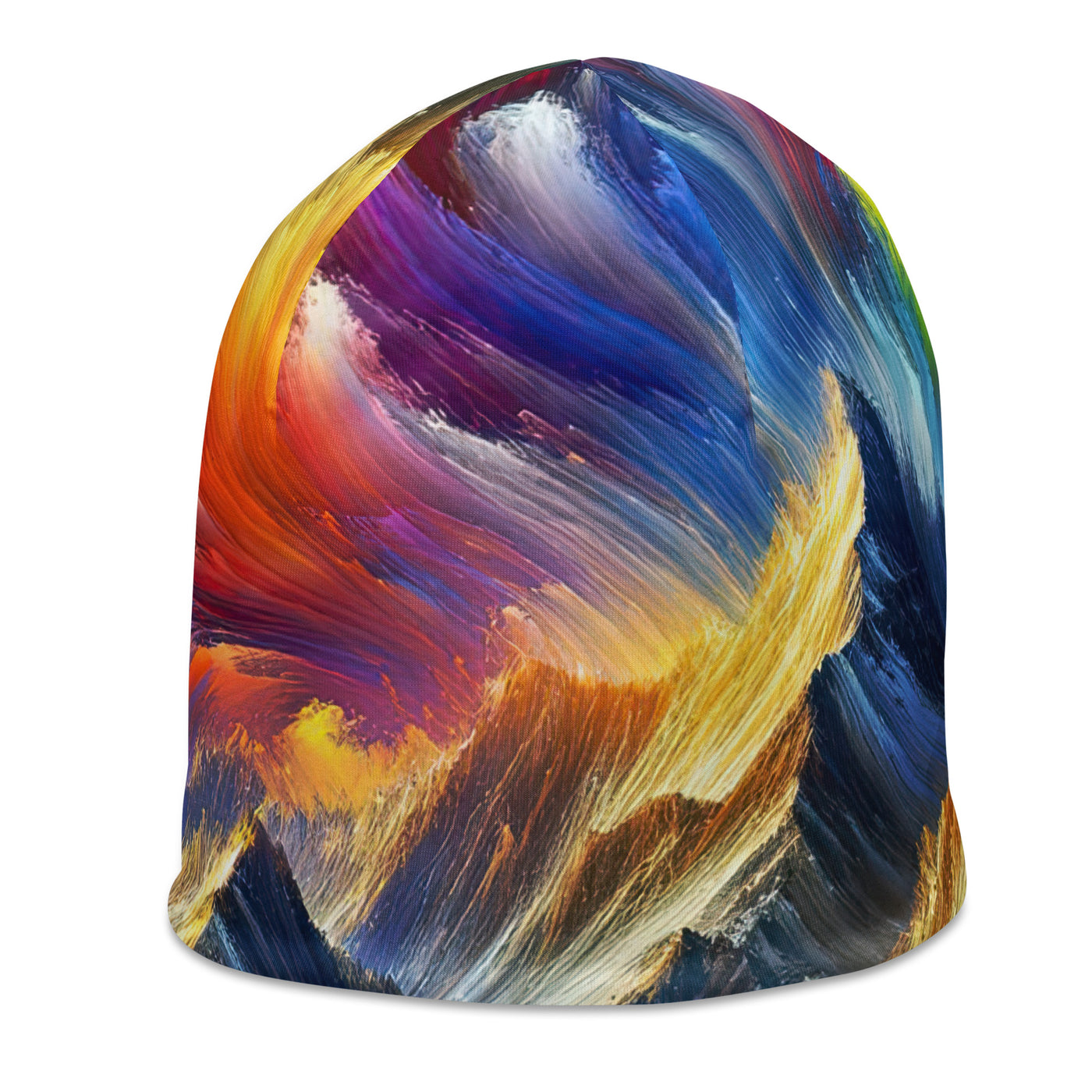 Alpen im Farbsturm mit erleuchtetem Wanderer - Abstrakt - Beanie (All-Over Print) wandern xxx yyy zzz