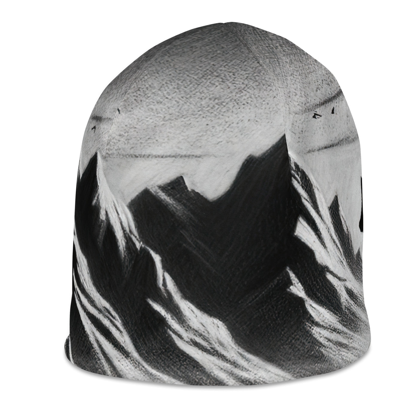 Kohlezeichnung, die die stille Stille der Alpen in der Winterdämmerung verkörpert. Wolf auf einem Berghügel (AN) - Beanie (All-Over Print) xxx yyy zzz