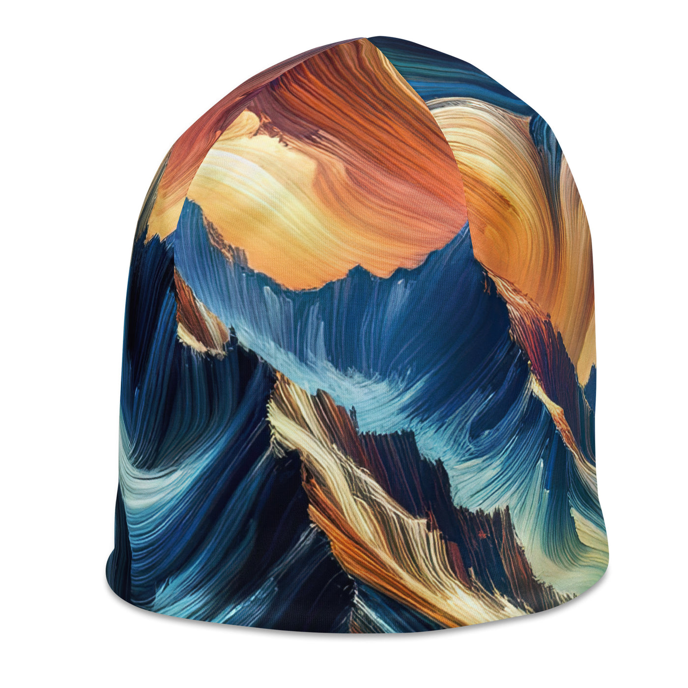 Abstrakte Kunst der Alpen mit lebendigen Farben und wirbelnden Mustern, majestätischen Gipfel und Täler - Beanie (All-Over Print) berge xxx yyy zzz
