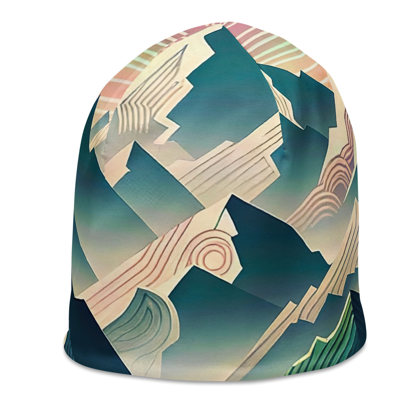 Bär im Panoramablick der Alpen, moderne Kunst-Gebirgsschichten - Beanie (All-Over Print) camping xxx yyy zzz