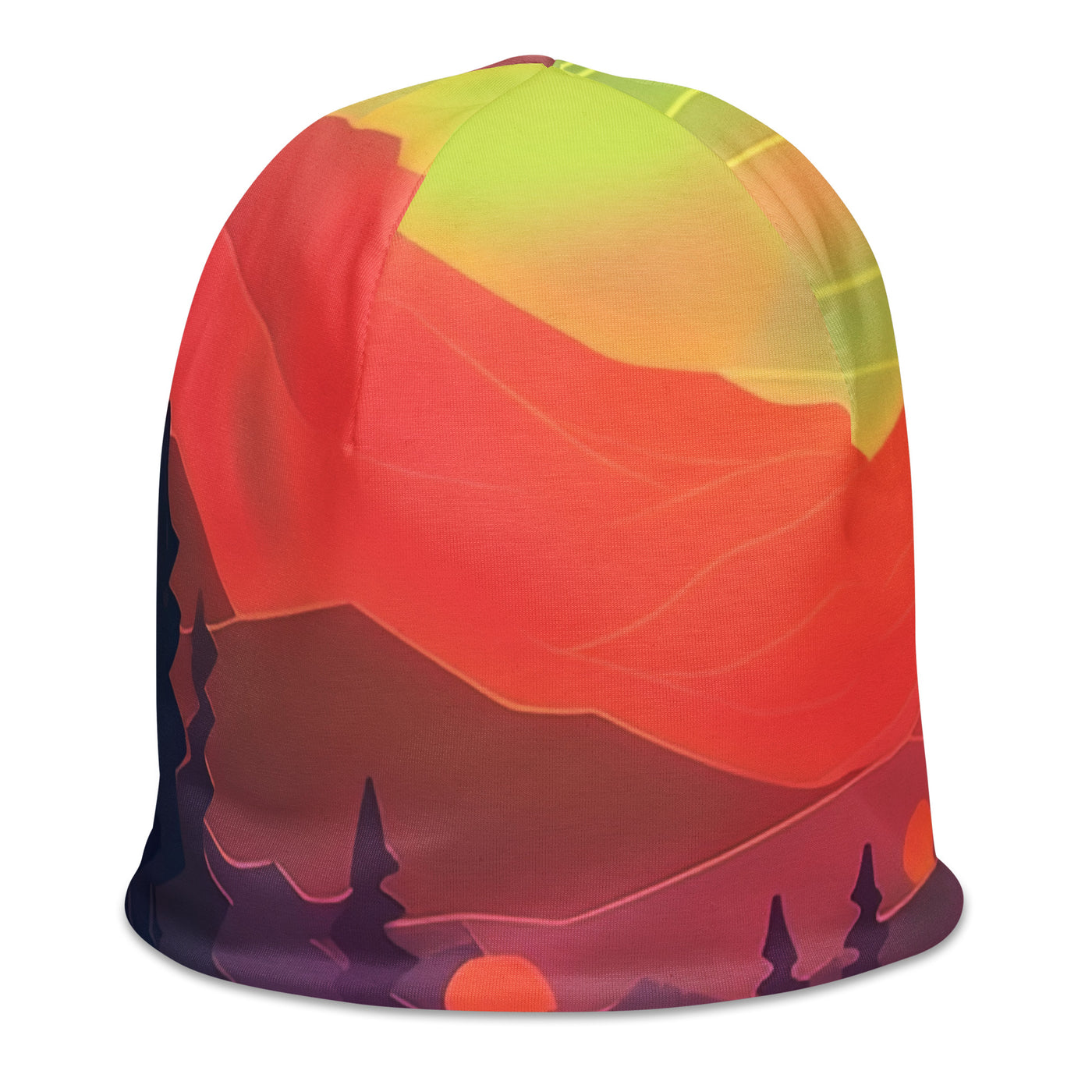 Berge, Fluss, Sonnenuntergang - Malerei - Beanie (All-Over Print) berge xxx