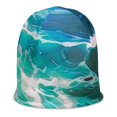 Berge, Blumen, Fluss und Steine - Malerei - Beanie (All-Over Print) camping xxx