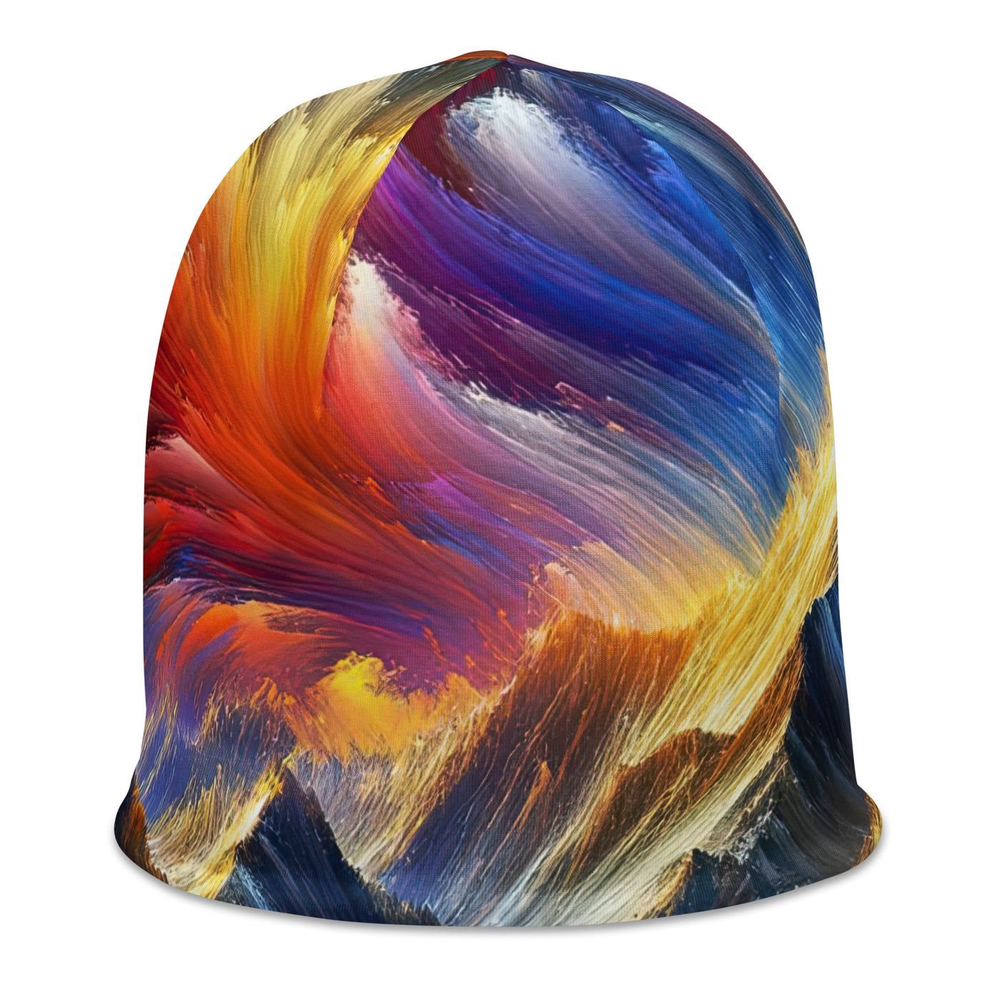 Alpen im Farbsturm mit erleuchtetem Wanderer - Abstrakt - Beanie (All-Over Print) wandern xxx yyy zzz