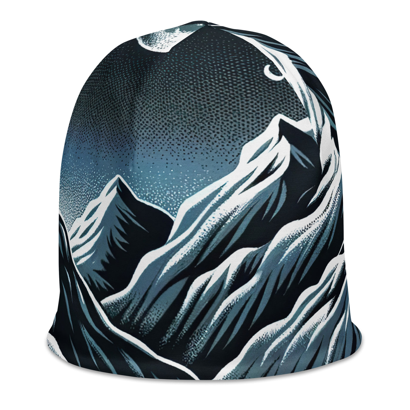 Bär in Alpen-Mondnacht, silberne Berge, schimmernde Seen - Beanie (All-Over Print) camping xxx yyy zzz