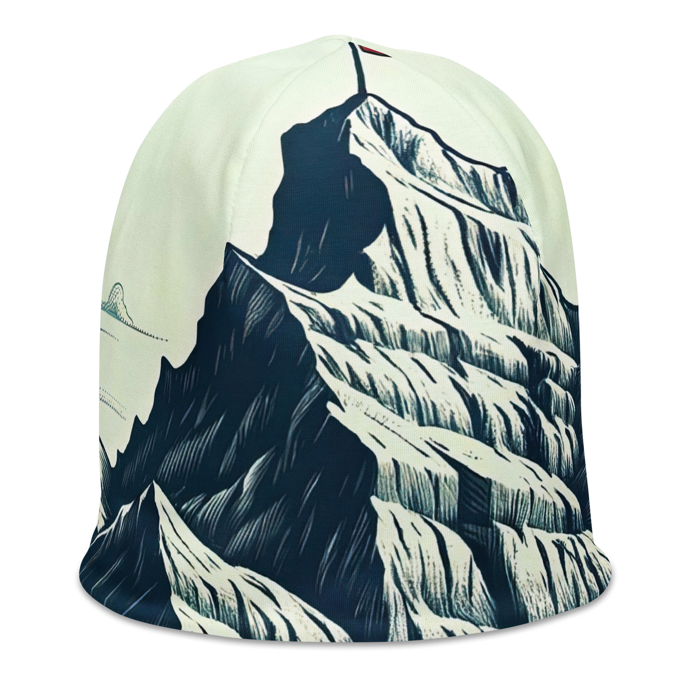 Ausgedehnte Bergkette mit dominierendem Gipfel und wehender Schweizer Flagge - Beanie (All-Over Print) berge xxx yyy zzz