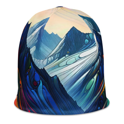 Surreale Alpen in abstrakten Farben, dynamische Formen der Landschaft - Beanie (All-Over Print) camping xxx yyy zzz