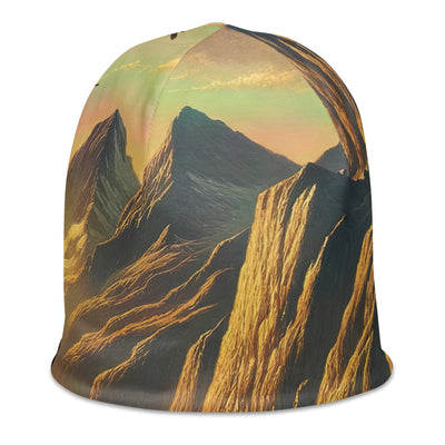 Ölgemälde eines Schweizer Wanderers in den Alpen bei goldenem Sonnenlicht - Beanie (All-Over Print) wandern xxx yyy zzz