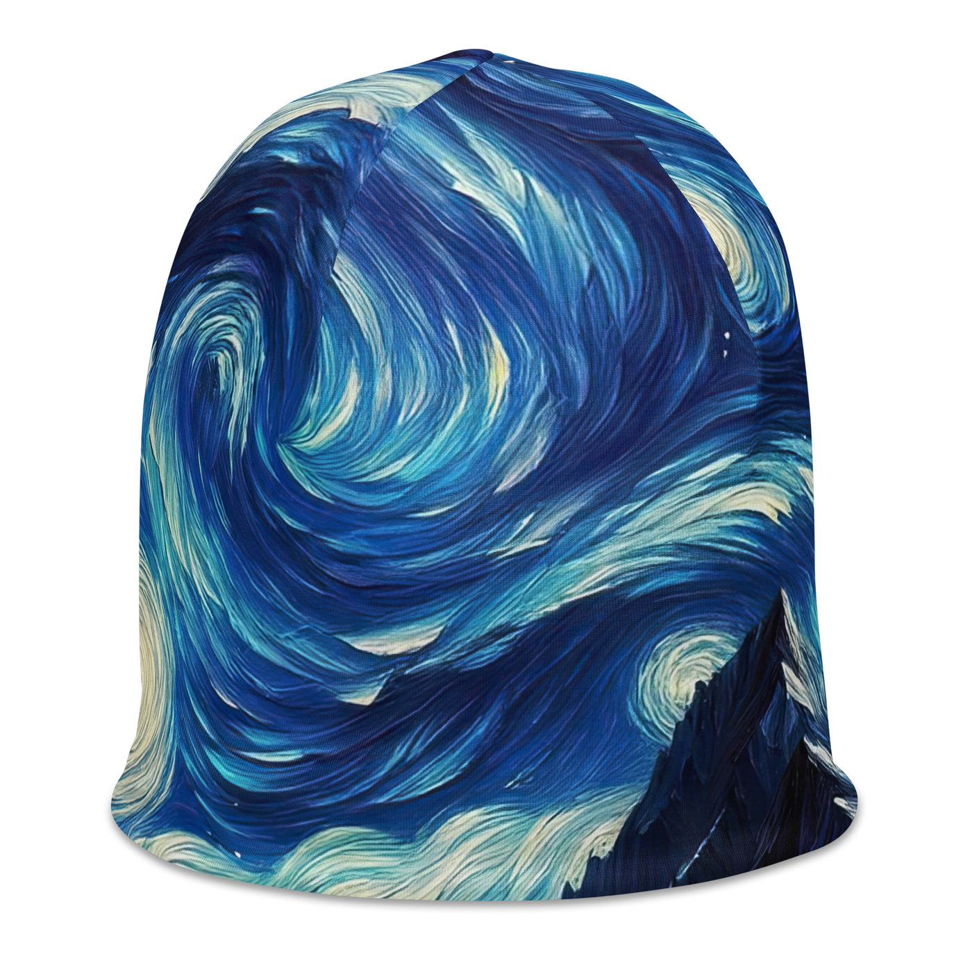 Sternennacht-Stil Ölgemälde der Alpen, himmlische Wirbelmuster - Beanie (All-Over Print) berge xxx yyy zzz