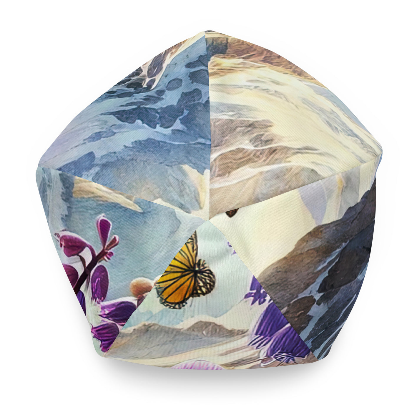 Aquarell einer ruhigen Almwiese, farbenfrohe Bergblumen in den Alpen - Beanie (All-Over Print) berge xxx yyy zzz