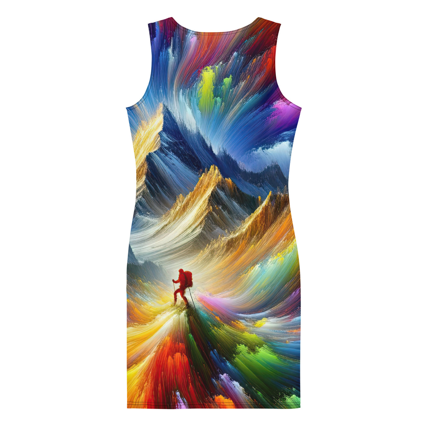 Alpen im Farbsturm mit erleuchtetem Wanderer - Abstrakt - Langes Damen Kleid (All-Over Print) wandern xxx yyy zzz