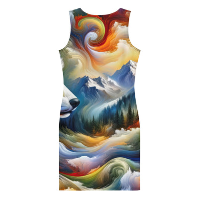 Abstraktes Alpen Gemälde: Wirbelnde Farben und Majestätischer Wolf, Silhouette (AN) - Langes Damen Kleid (All-Over Print) xxx yyy zzz